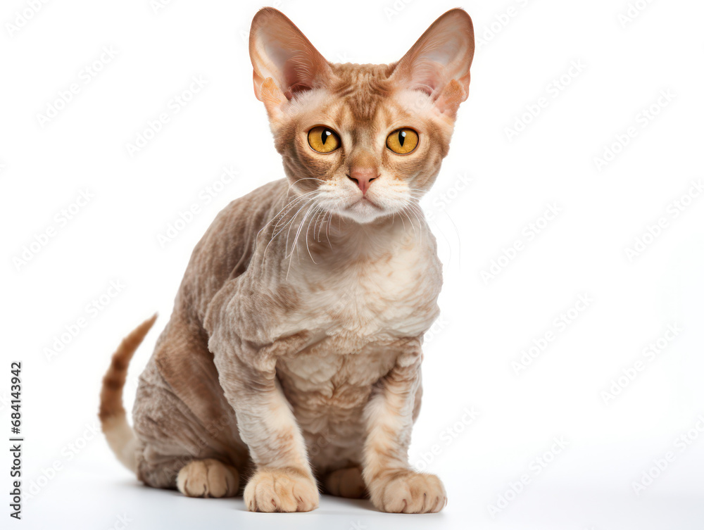 Devon Rex Cat Studio Shot Isolated on Clear Background Devon Rex Cat Studio Shot Isolated on Clear Background