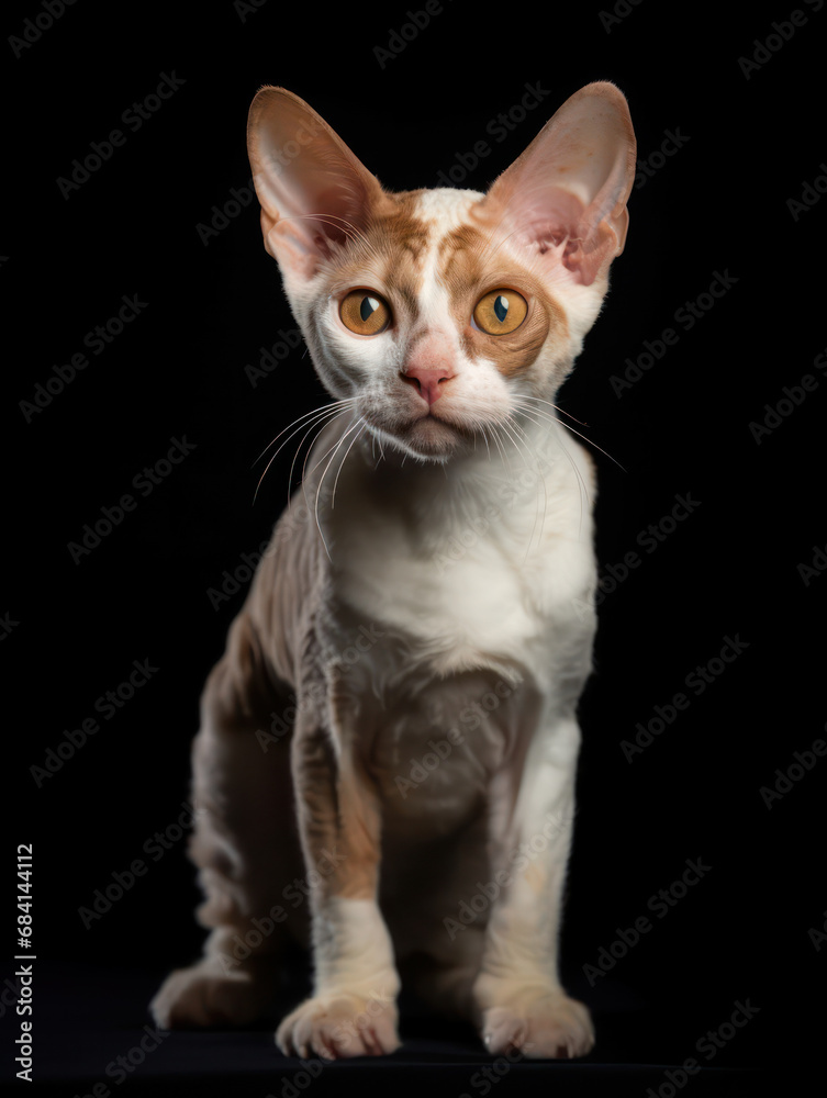 Devon Rex Cat Studio Shot Isolated on Clear Background Devon Rex Cat Studio Shot Isolated on Clear Background