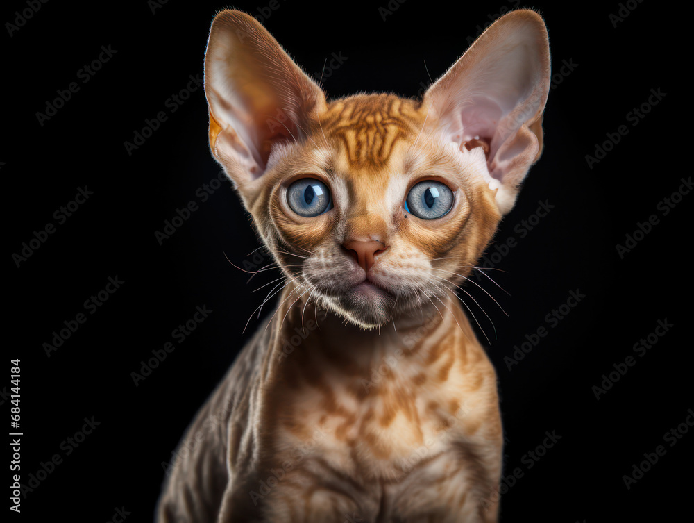 Devon Rex Cat Studio Shot Isolated on Clear Background Devon Rex Cat Studio Shot Isolated on Clear Background