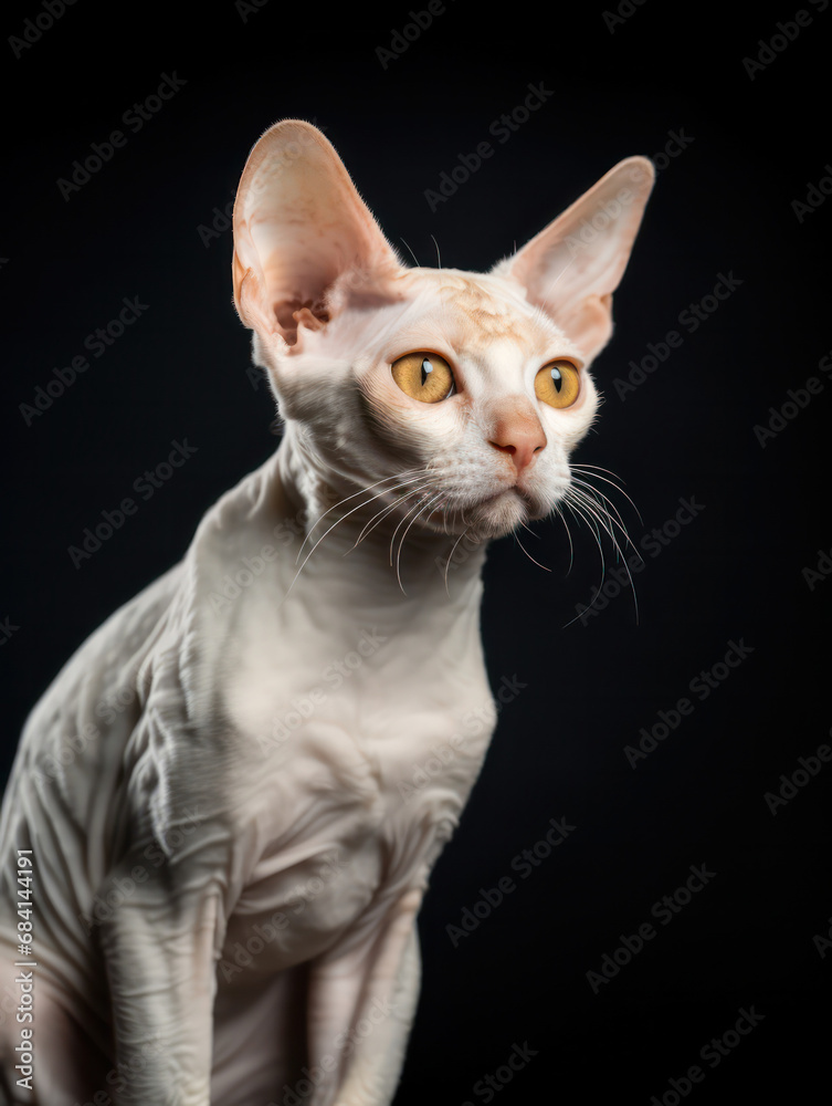 Devon Rex Cat Studio Shot Isolated on Clear Background Devon Rex Cat Studio Shot Isolated on Clear Background