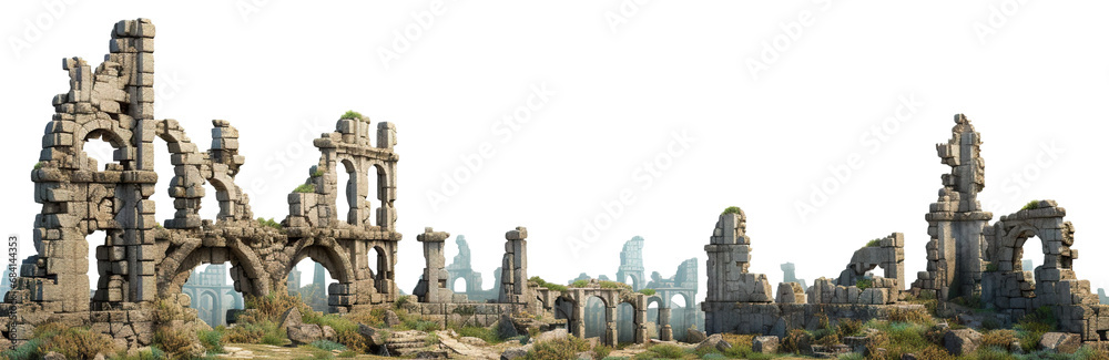 Ancient historical ruins cut out