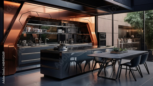 Modern metallic kitchen with smart appliances © Mahira