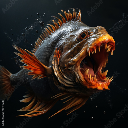 Piranha fish with sharp teeth