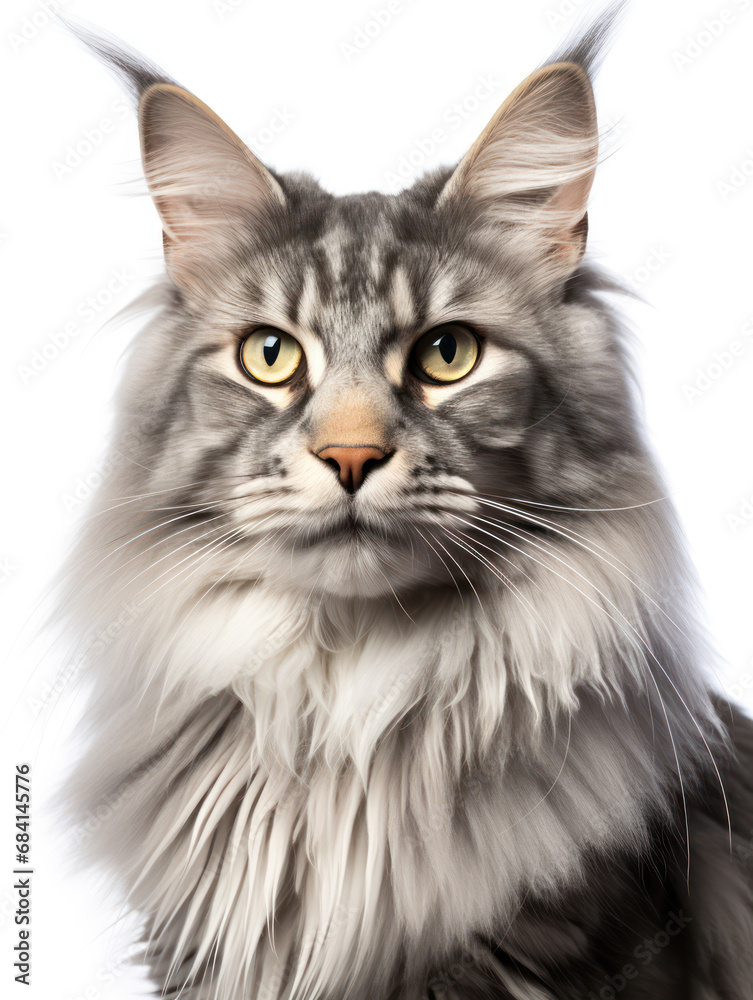 Fototapeta premium Maine Coon Cat Studio Shot Isolated on Clear Background