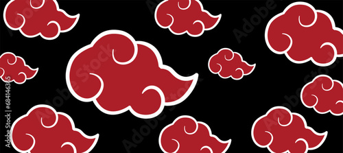 Wallpaper Mural Abstract Akatsuki Red Clouds Black background Wallpaper Torontodigital.ca