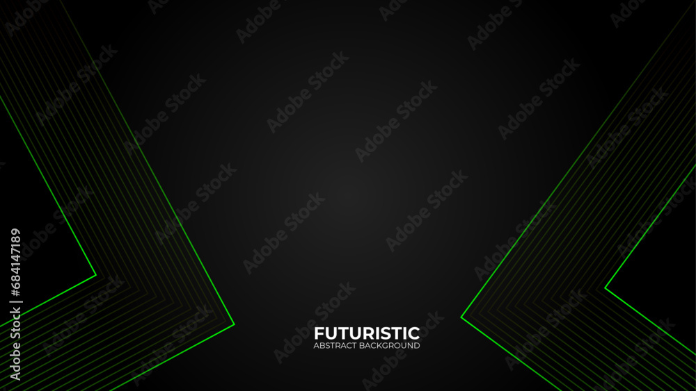 Abstract green line on dark background. Concept technology futuristic ...