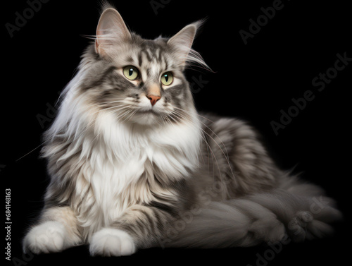 Norwegian Forest Cat Studio Shot Isolated on Clear Background © Vig