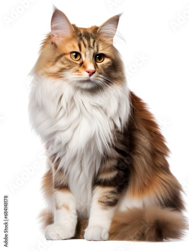 Norwegian Forest Cat Studio Shot Isolated on Clear Background