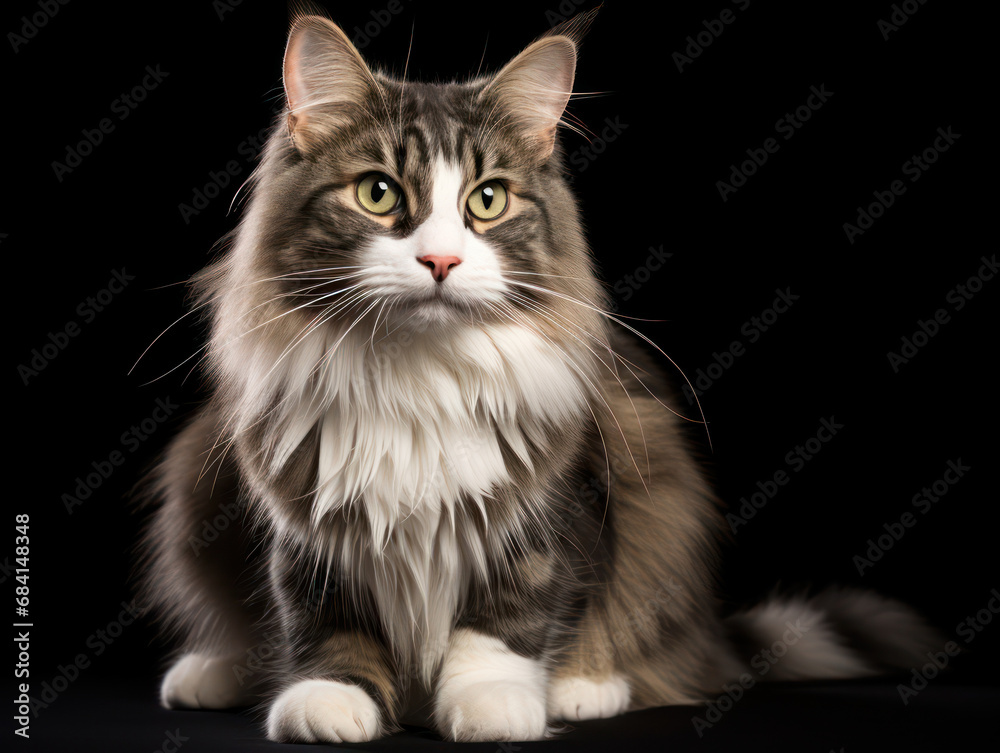 Norwegian Forest Cat Studio Shot Isolated on Clear Background Norwegian Forest Cat Studio Shot Isolated on Clear Background