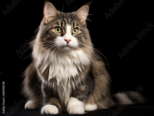 Norwegian Forest Cat Studio Shot Isolated on Clear Background © Vig