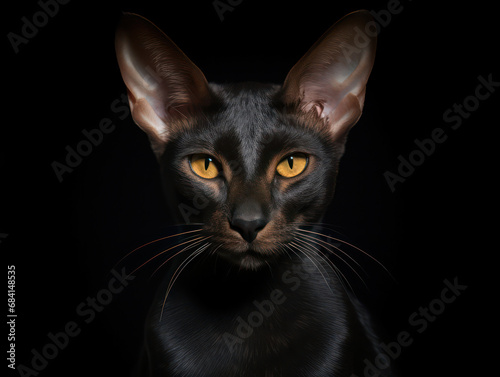 Oriental Shorthair Cat Studio Shot Isolated on Clear Background