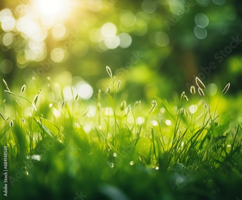 Embrace the Serenity: Stunning Green Grass Basking in Sunlight - Experience Nature's Bounty Generative AI