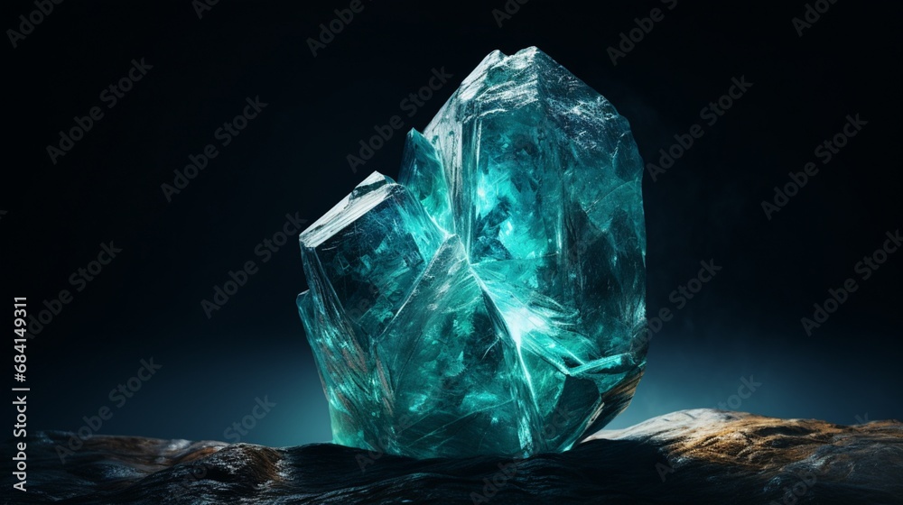A Grandidierite gemstone with a translucent quality that makes it look like it holds the ocean within. 4K, high resolution, full ultra HD