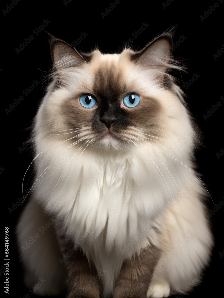 Fototapeta premium Ragdoll Cat Studio Shot Isolated on Clear Background