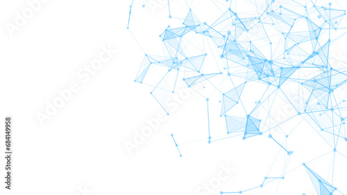 Technology network connection artificial intelligence. Abstract vector business design. Futuristic grid neural networks. Motion big data on space. Virtual cyber security background.