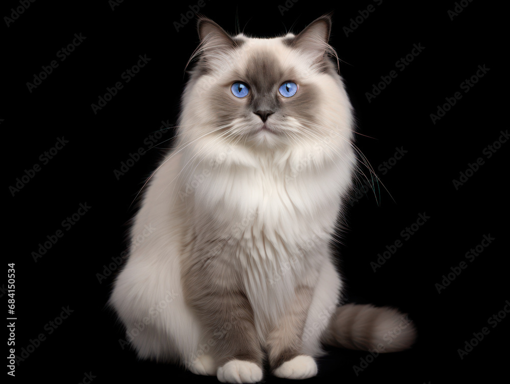 Ragdoll Cat Studio Shot Isolated on Clear Background