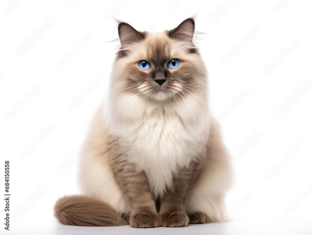 Ragdoll Cat Studio Shot Isolated on Clear Background