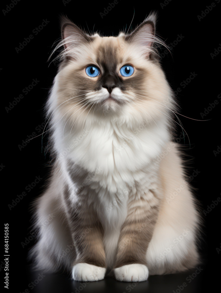 Ragdoll Cat Studio Shot Isolated on Clear Background Ragdoll Cat Studio Shot Isolated on Clear Background