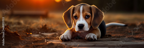 Lone purebred beagle awaits company in the quiet home 
