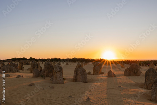 The Pinnacles at sunset in the Nambung National Park, western Australia