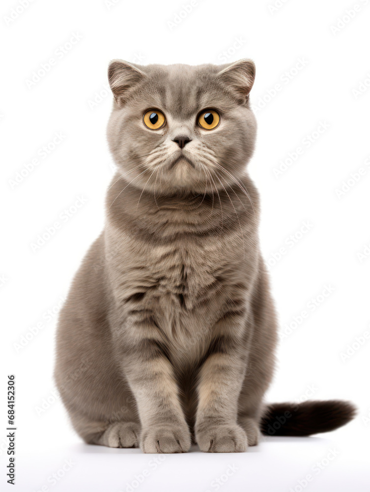 Scottish Fold Cat Studio Shot Isolated on Clear Background