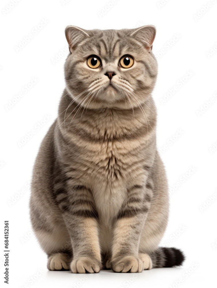 Scottish Fold Cat Studio Shot Isolated on Clear Background