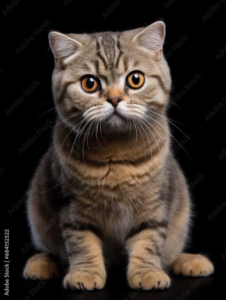 Scottish Fold Cat Studio Shot Isolated on Clear Background