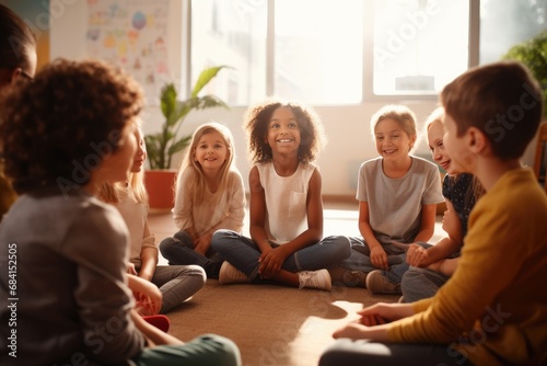 Group Therapy Session for Children with Professional Psychologist Support