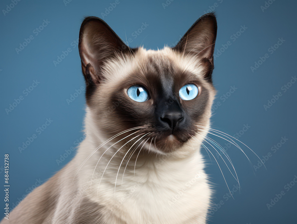 Siamese Cat Studio Shot Isolated on Clear Background