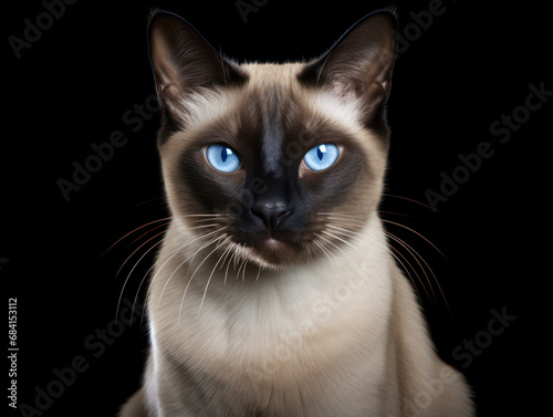 Siamese Cat Studio Shot Isolated on Clear Background