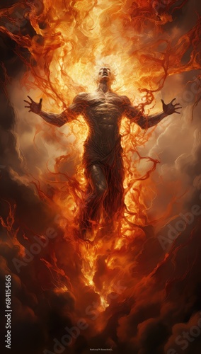 ogień płomienie z ciała i uwalnianie duszy