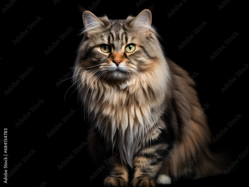 Siberian Cat Studio Shot Isolated on Clear Background