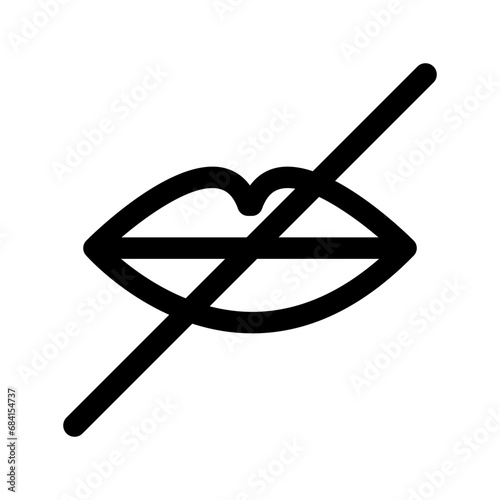 Deaf Mute people icon. Crossed out mouth. Voice disability. Concept of accessibility, rehabilitation, assistance, people with disabilities. Vector illustration in linear style