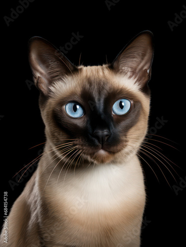 Siamese Cat Studio Shot Isolated on Clear Background