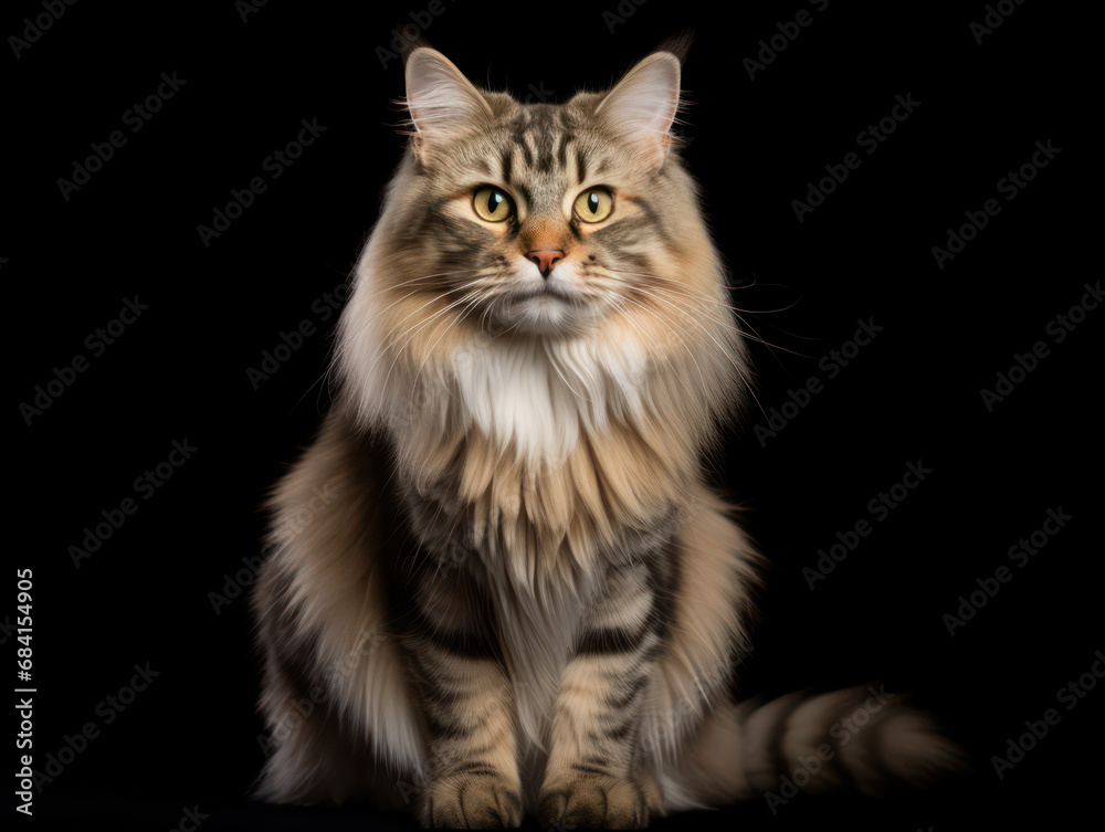 Siberian Cat Studio Shot Isolated on Clear Background
