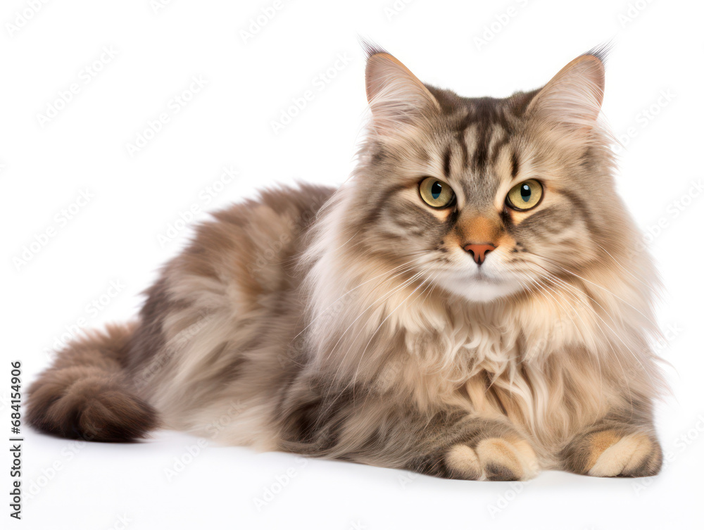 Siberian Cat Studio Shot Isolated on Clear Background