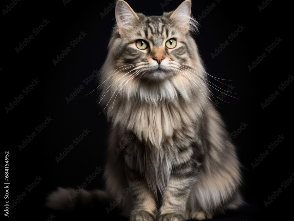 Siberian Cat Studio Shot Isolated on Clear Background