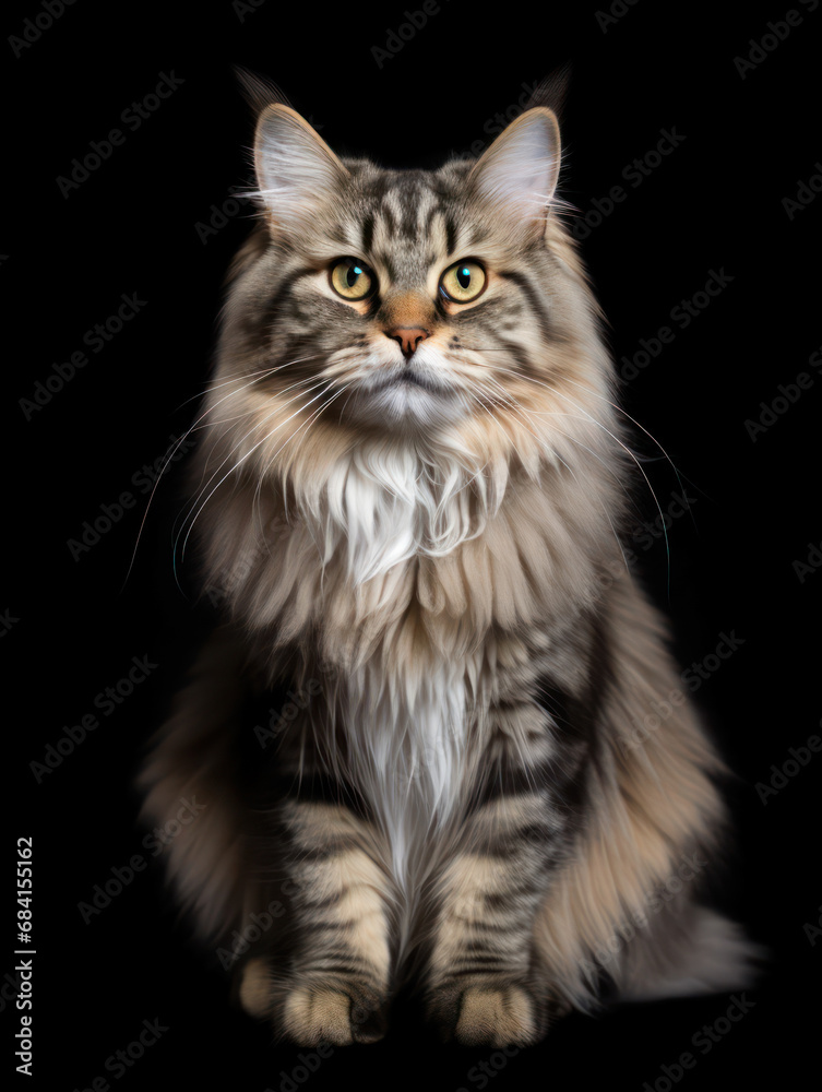 Siberian Cat Studio Shot Isolated on Clear Background