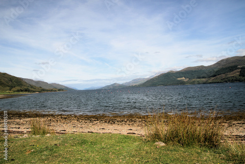 A view of Loch Eli in Scotland looking towards Fort William with Ben Nevis in the background