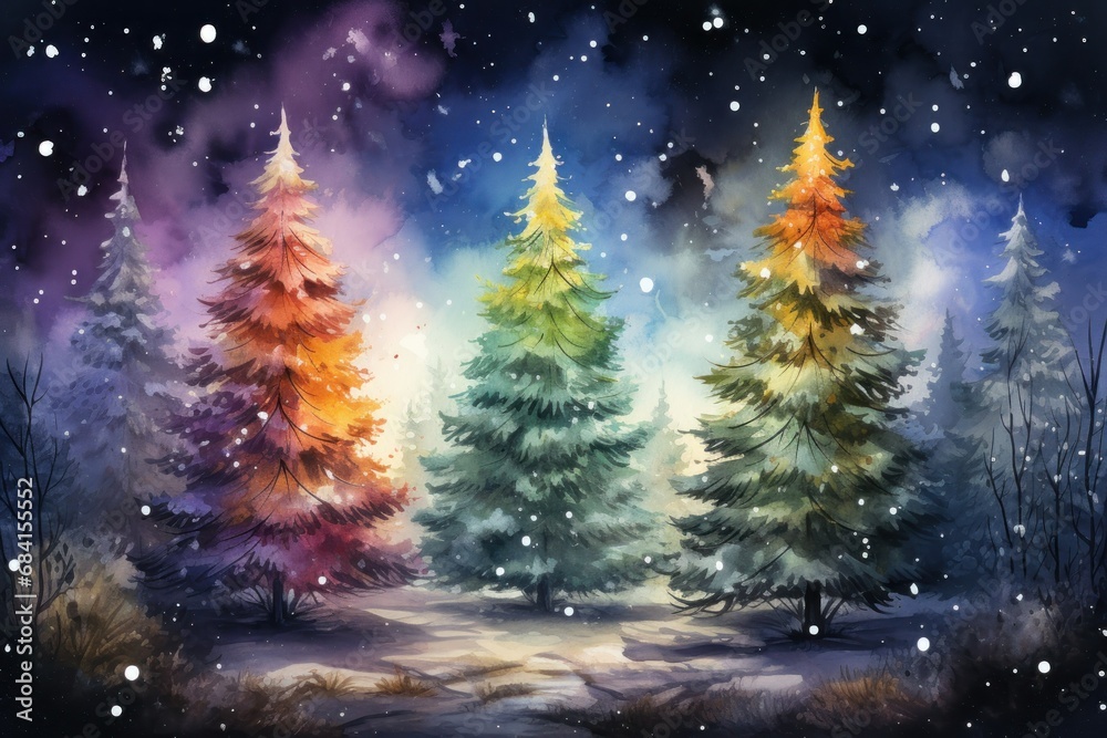 Fototapeta premium Christmas Trees - Generative AI