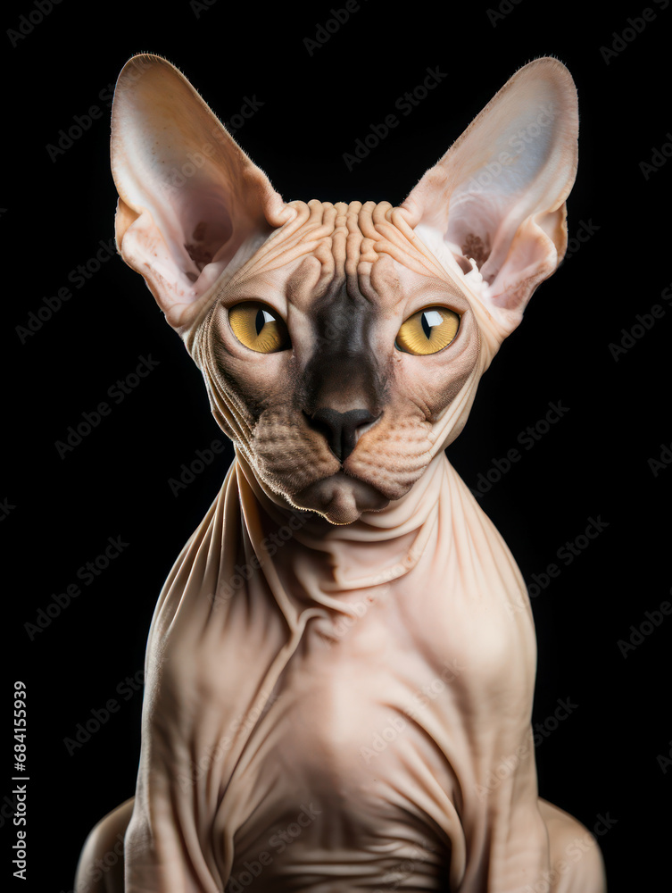 Sphynx Cat Studio Shot Isolated on Clear Background
