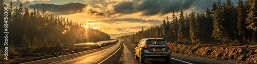 A car driving down a road n...