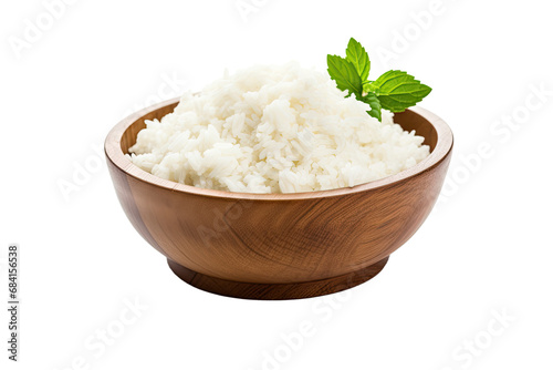 Healthy food Wooden bowl with parboiled rice on isolated transparant background