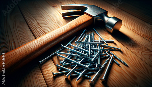 Construction hammer and nails