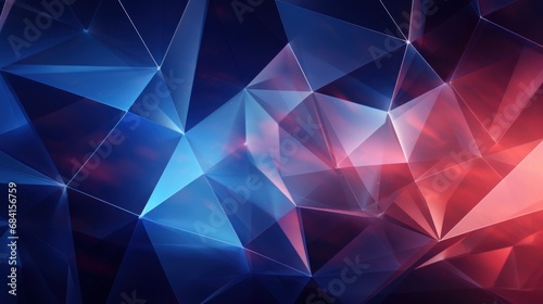 Abstract digital background of glowing triangles and polygons.