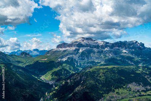 Sella mountain group from Sief mountain peak in the Dolomites photo