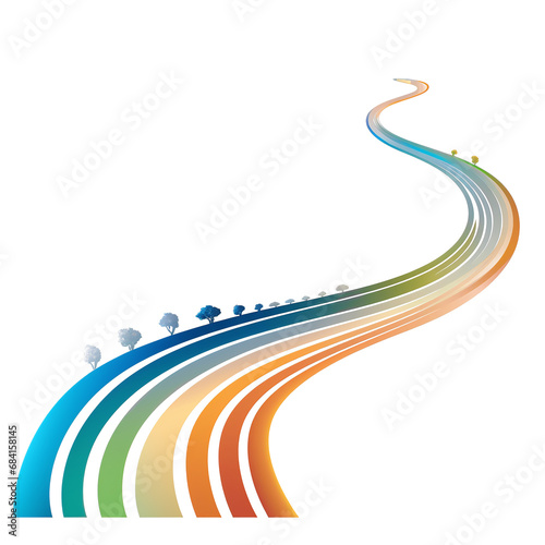colorful winding road symbol isolated on transparent background