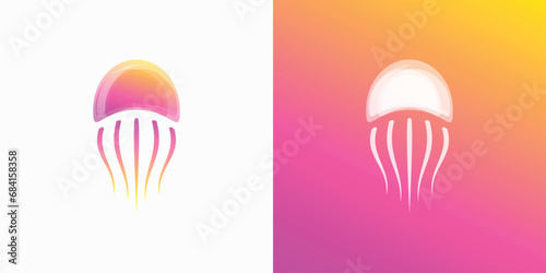 Minimalist logo vector, colorful modern jellyfish illustration