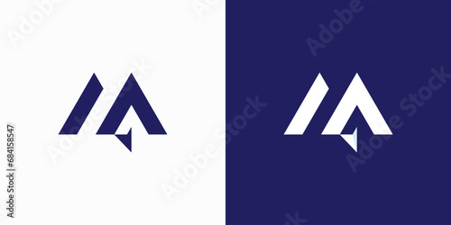 Vector logo illustration of initials M A paper plane