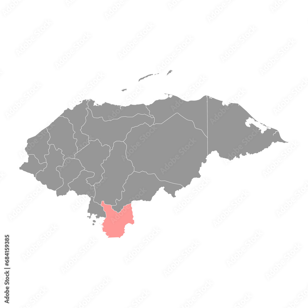 Choluteca department map, administrative division of Honduras. Vector illustration.